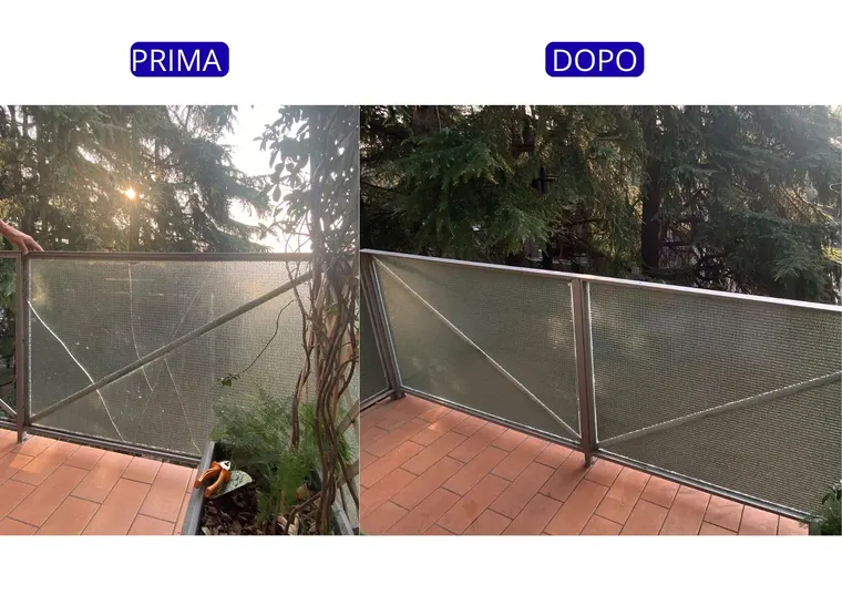 Parapetto in vetro: prima e dopo